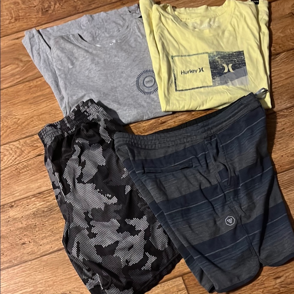 Lot Hurley Tees and Two Pairs of Shorts